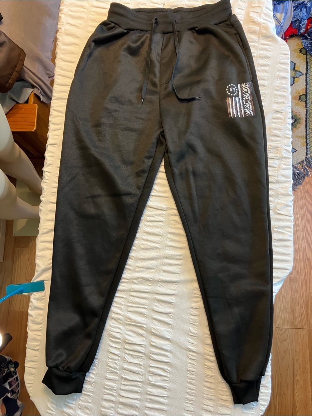 Black Graphic Jogger Sweatpants with Pockets